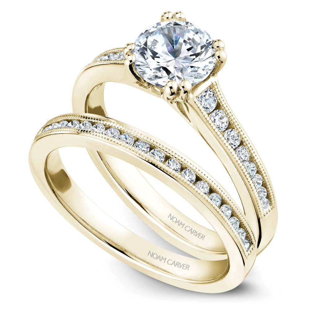 Noam Carver Yellow Gold Channel Set Diamond Engagement Ring Setting (0.24 CTW) - Image 4