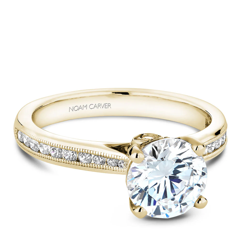 Noam Carver Yellow Gold Channel Set Diamond Engagement Ring Setting (0.27 CTW) - Image 2