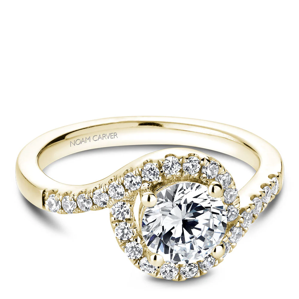 Noam Carver Yellow Gold Curved Halo Diamond Engagement Ring Setting  (0.40 CTW) - Image 2
