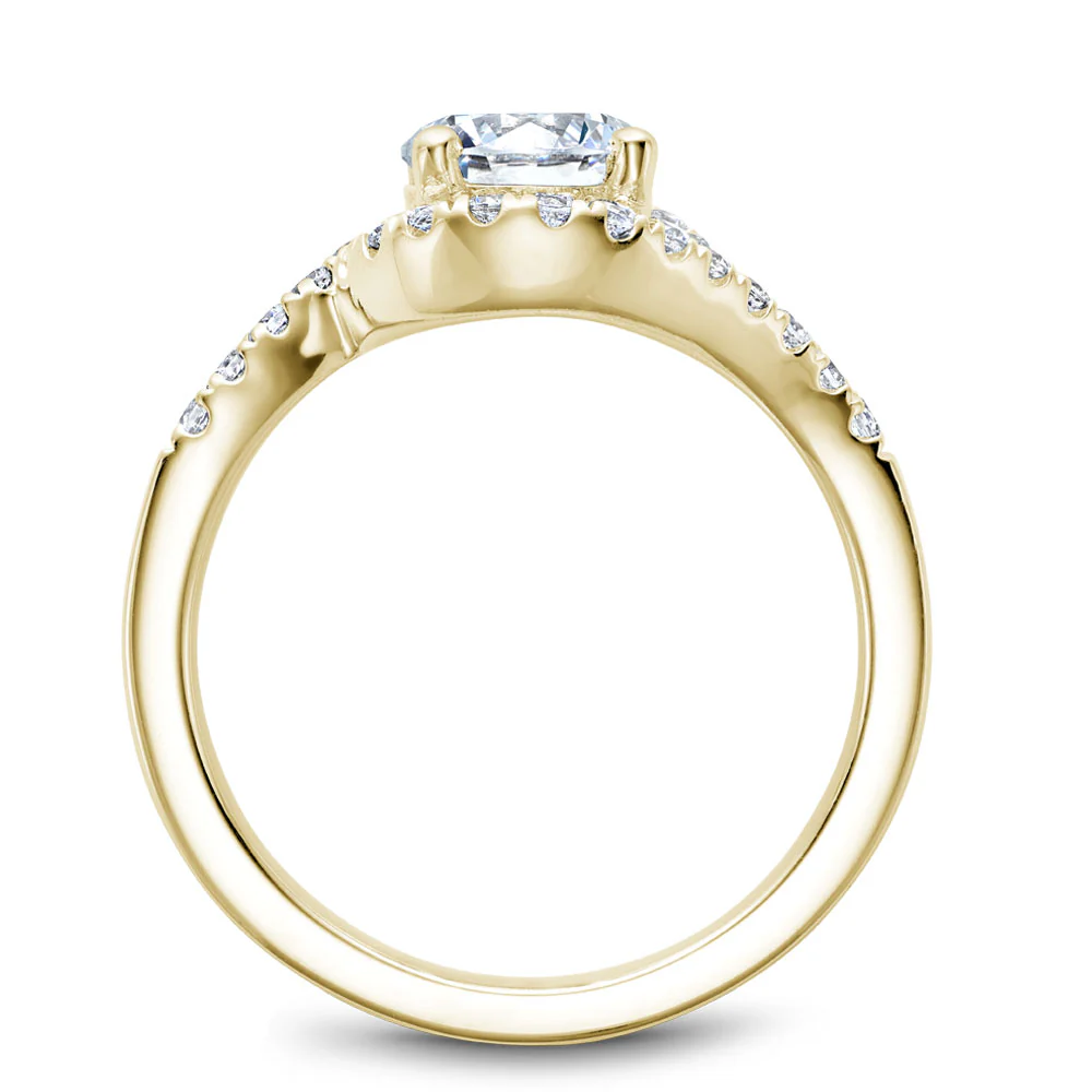 Noam Carver Yellow Gold Curved Halo Diamond Engagement Ring Setting  (0.40 CTW) - Image 3