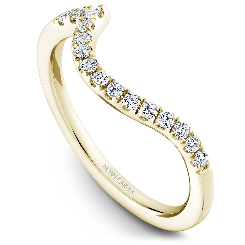 Noam Carver Yellow Gold Curved Halo Diamond Engagement Ring Setting  (0.40 CTW) - Image 5