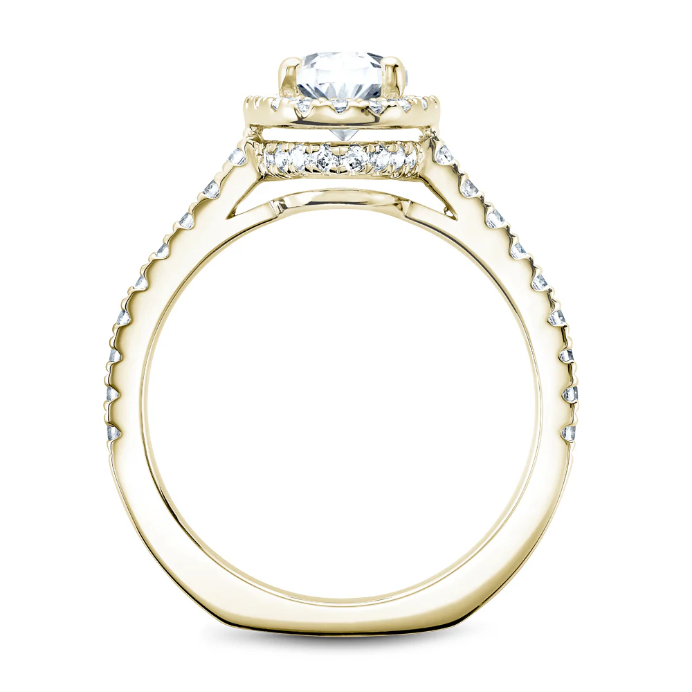 Noam Carver Yellow Gold Diamond Engagement Ring Setting with Oval Center Stone and Halo (0.57 CTW) - Image 3