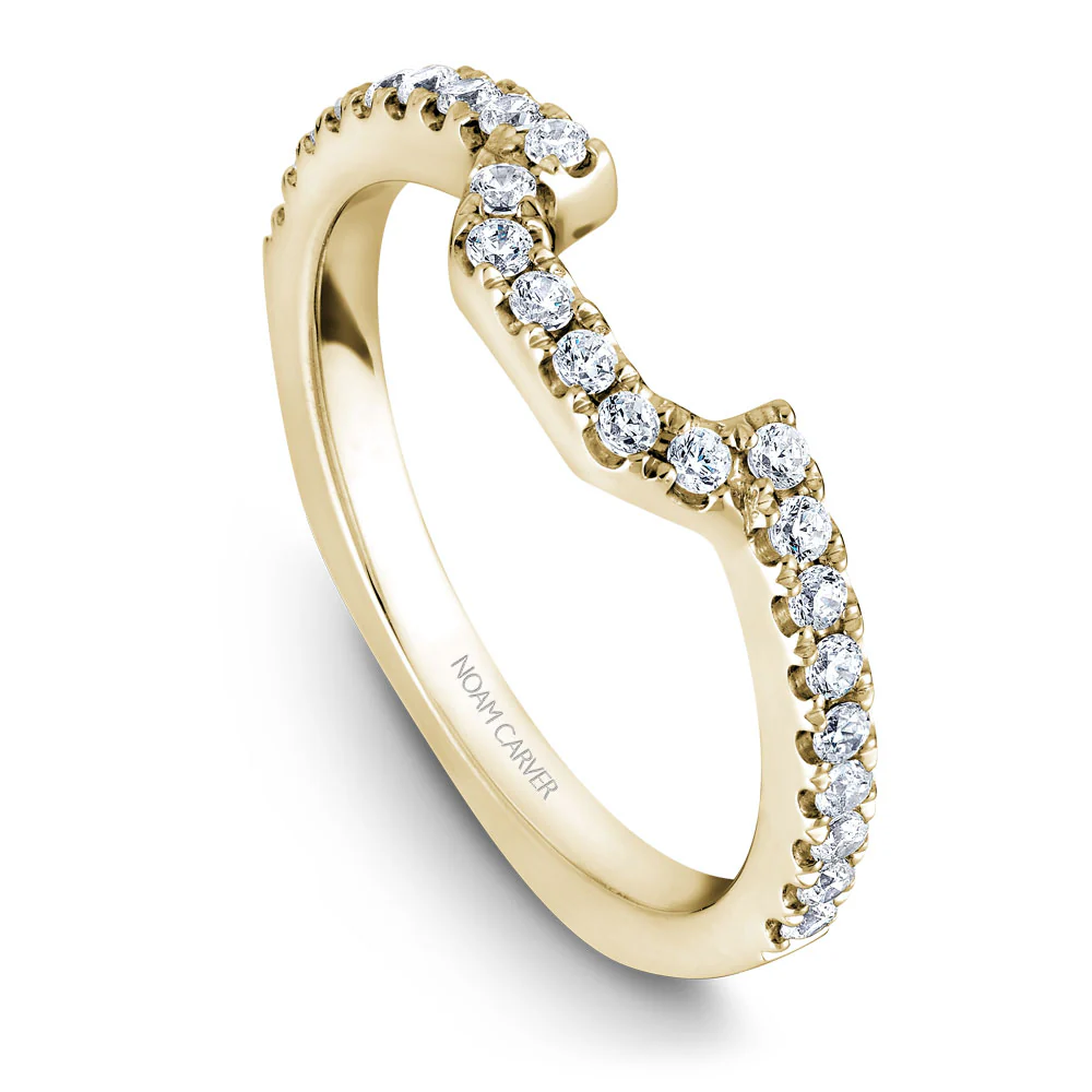 Noam Carver Yellow Gold Diamond Engagement Ring Setting with Princess Center Stone and Halo (0.55 CTW) - Image 5