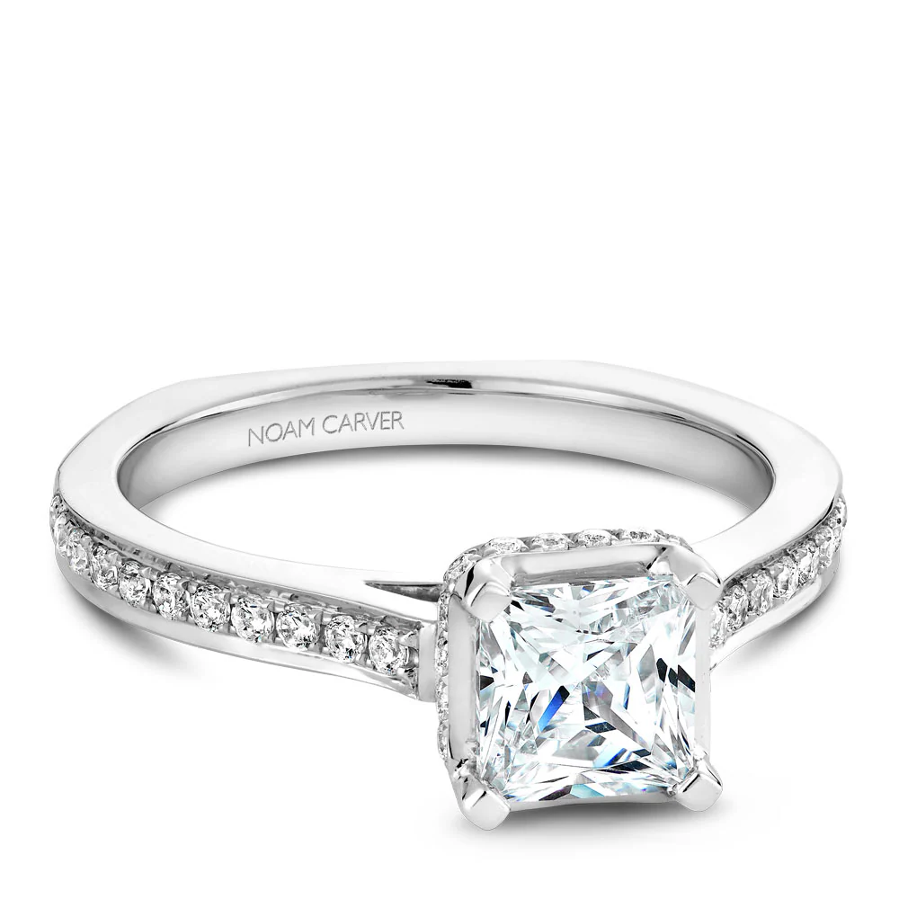 Noam Carver Yellow Gold Diamond Euro Shank Engagement Ring Setting with Princess Center Stone (0.28 CTW) - Image 2