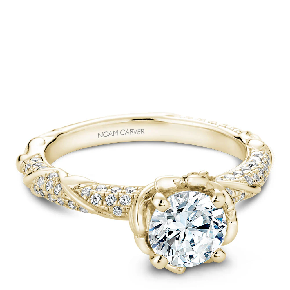 Noam Carver Yellow Gold Engagement Ring Setting with Woven Gold and Diamonds (0.50 CTW) - Image 2