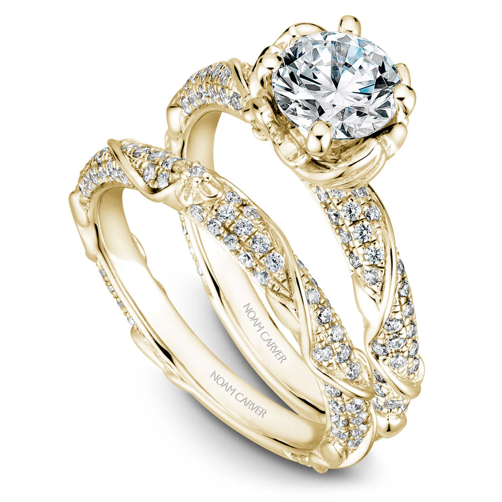 Noam Carver Yellow Gold Engagement Ring Setting with Woven Gold and Diamonds (0.50 CTW) - Image 4