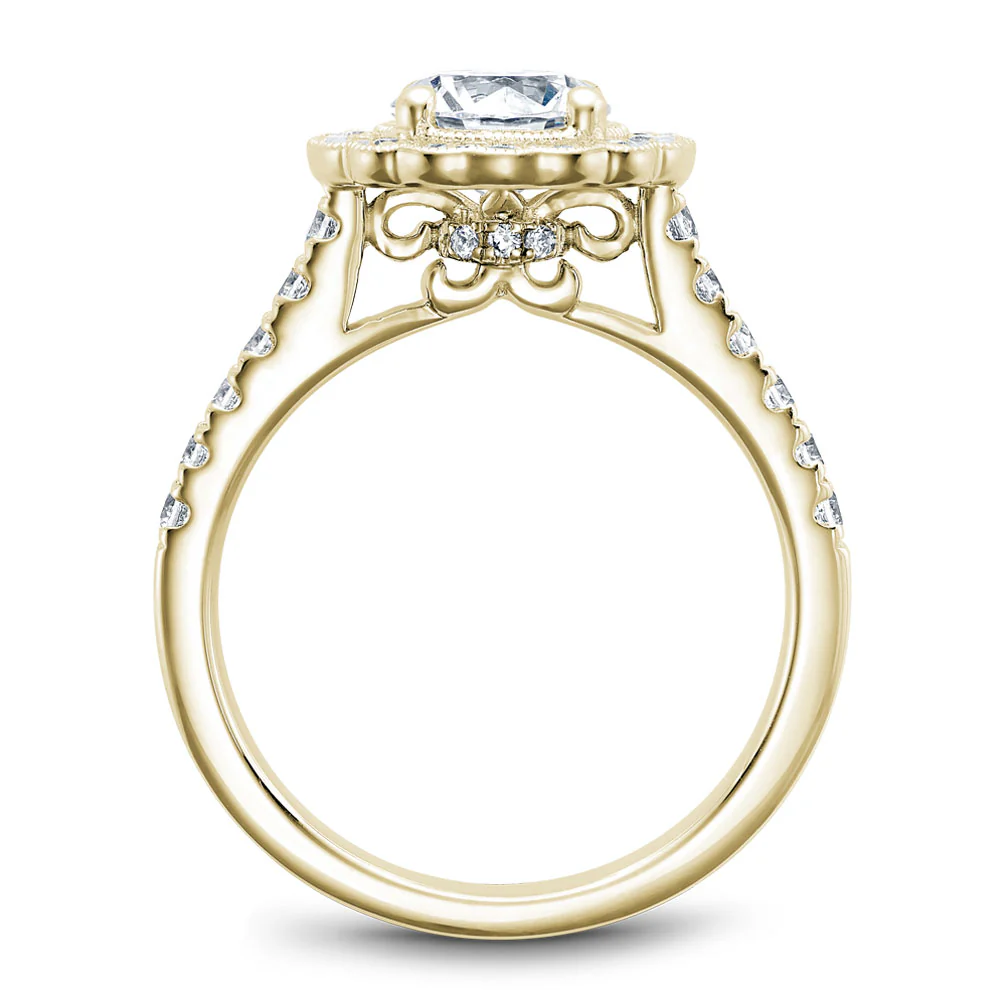 Noam Carver Yellow Gold Floral Halo Engagement Ring Setting  (0.59 CTW) - Image 3