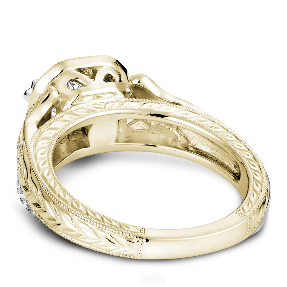 Noam Carver Yellow Gold Intricate Vintage Diamond Engagement Ring Setting with Milgrain (0.27 CTW) - Image 3