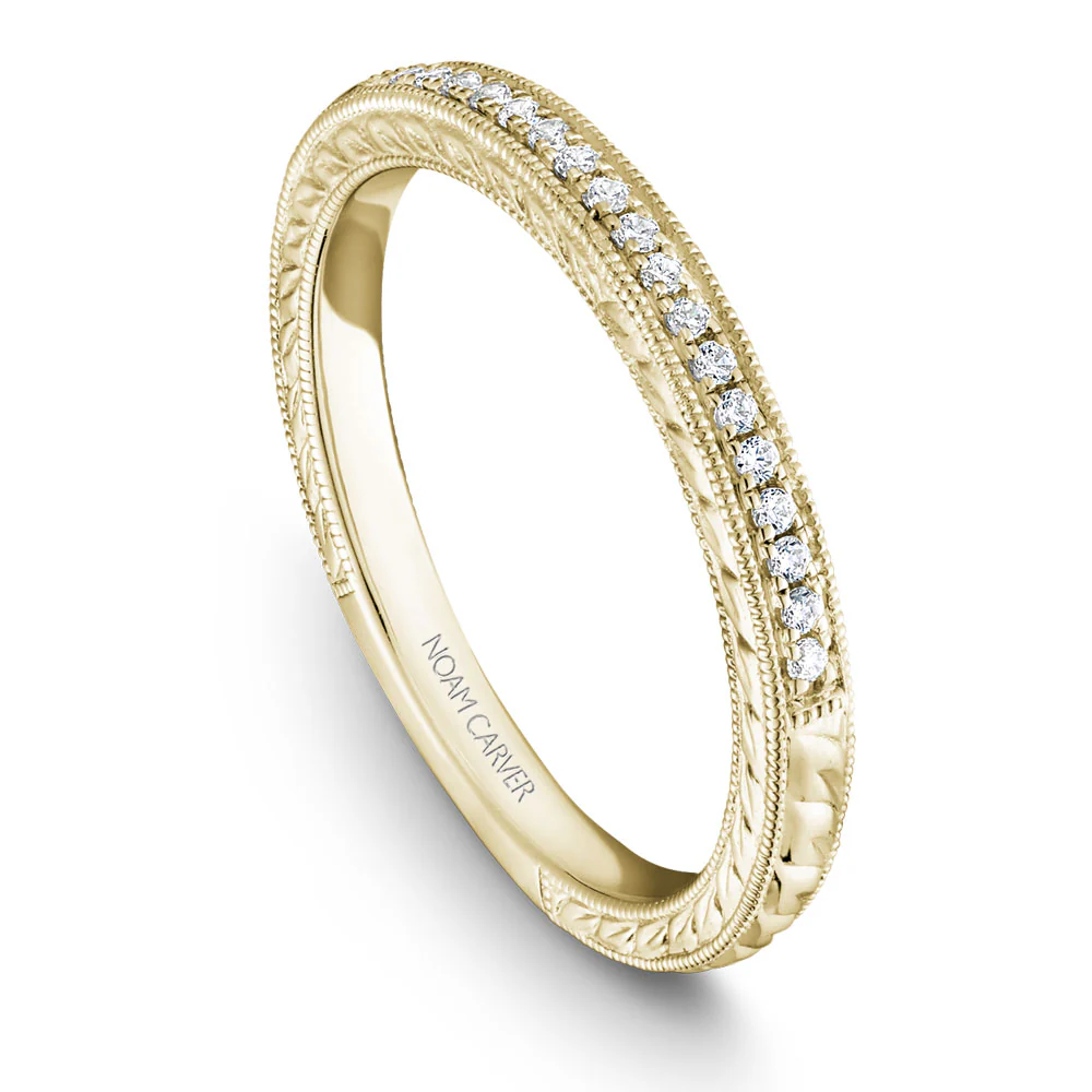 Noam Carver Yellow Gold Intricate Vintage Diamond Engagement Ring Setting with Milgrain (0.27 CTW) - Image 5