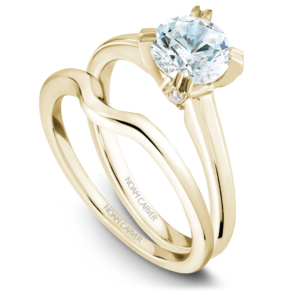 Noam Carver Yellow Gold Solitaire Engagement Ring Setting with Diamond Centerpiece (0.14 CTW) - Image 3