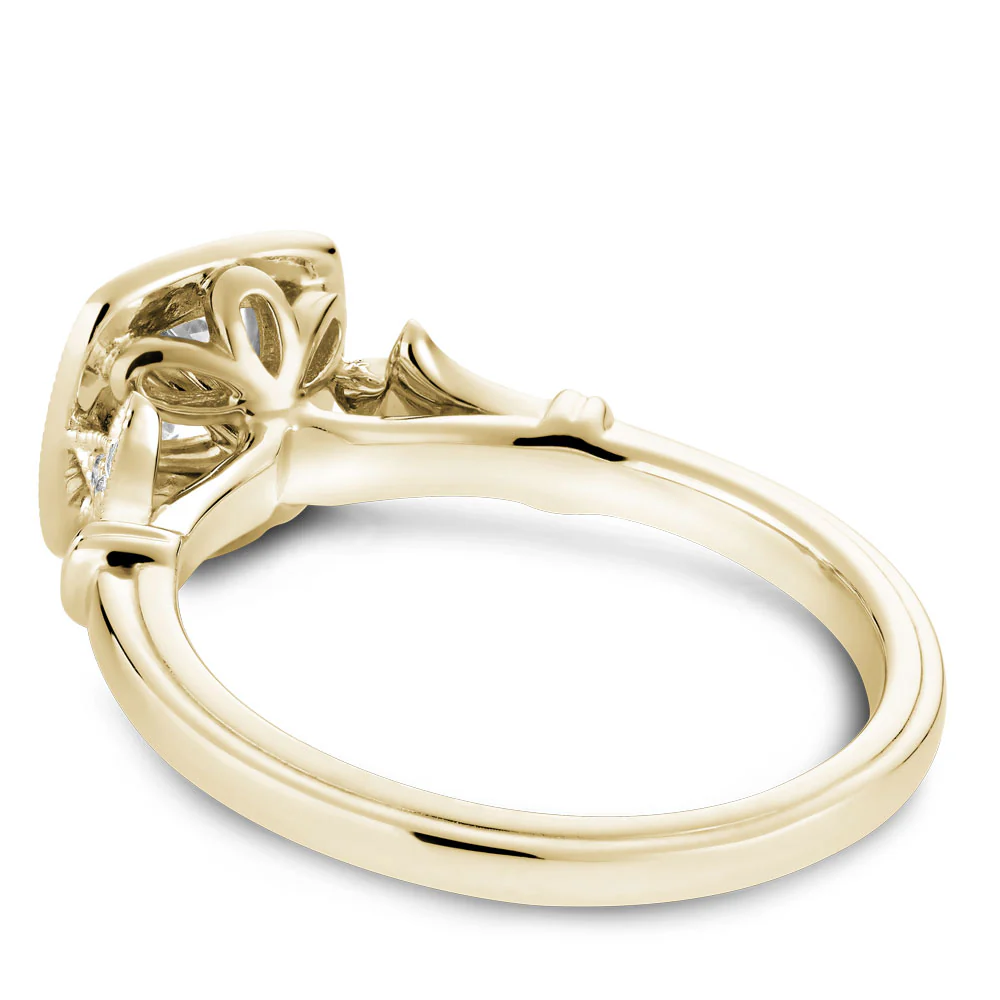 Noam Carver Yellow Gold Vintage Diamond Engagement Ring Setting with Milgrain Accents and Halo (0.15 CTW) - Image 3