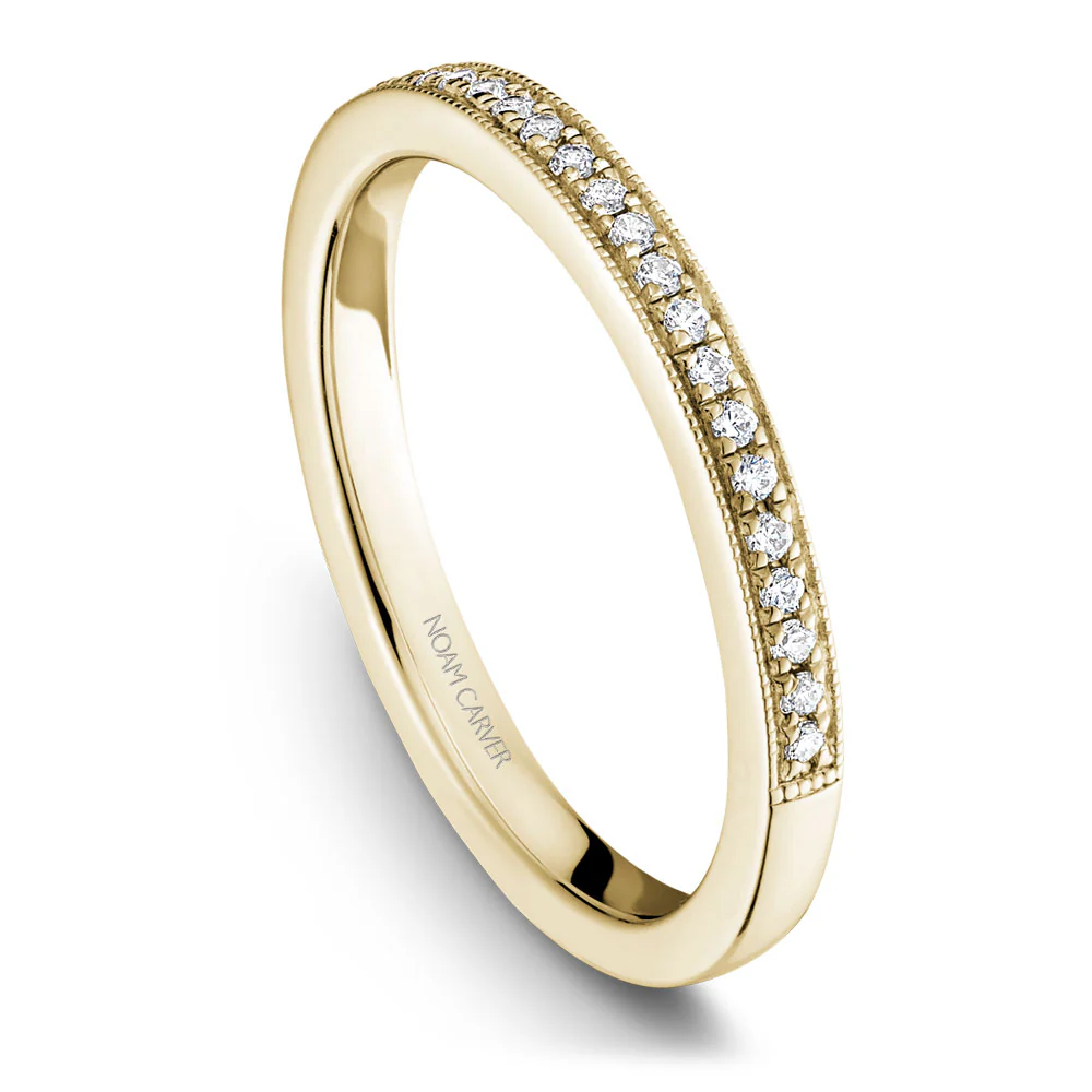 Noam Carver Yellow Gold Vintage Diamond Engagement Ring Setting with Milgrain Accents and Halo (0.15 CTW) - Image 5
