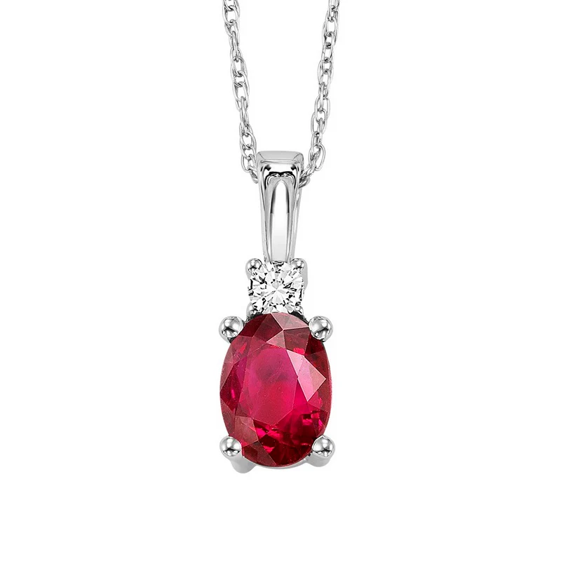 14K Color Ensembles White Gold Created Ruby Necklace 1/25CT