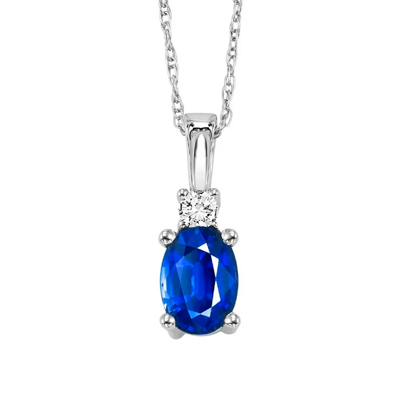 14K White Gold Color Ensembles Prong Created Sapphire Necklace 1/25CT