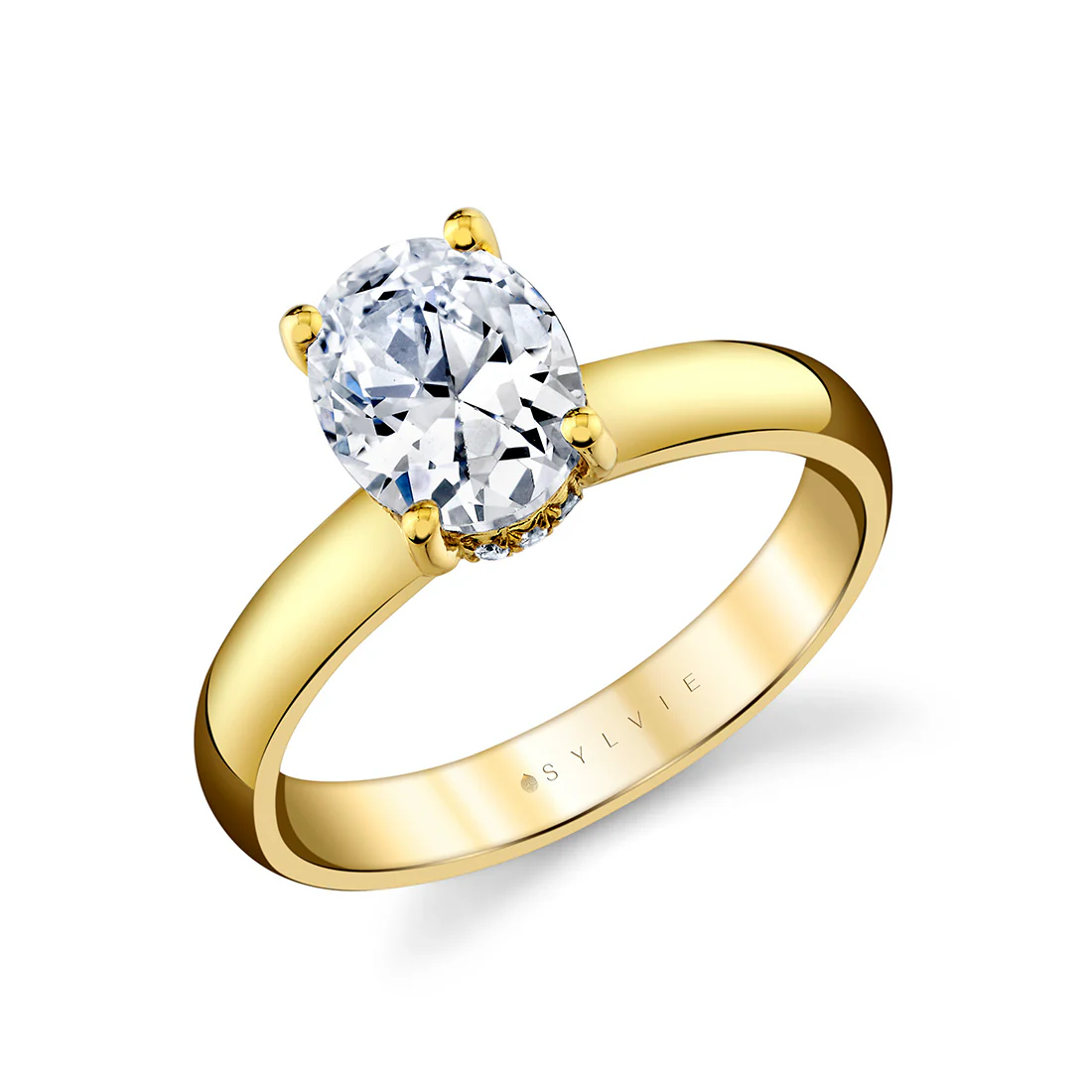 Oval Cut Solitaire Hidden Halo Engagement Ring - Briar - Image 2