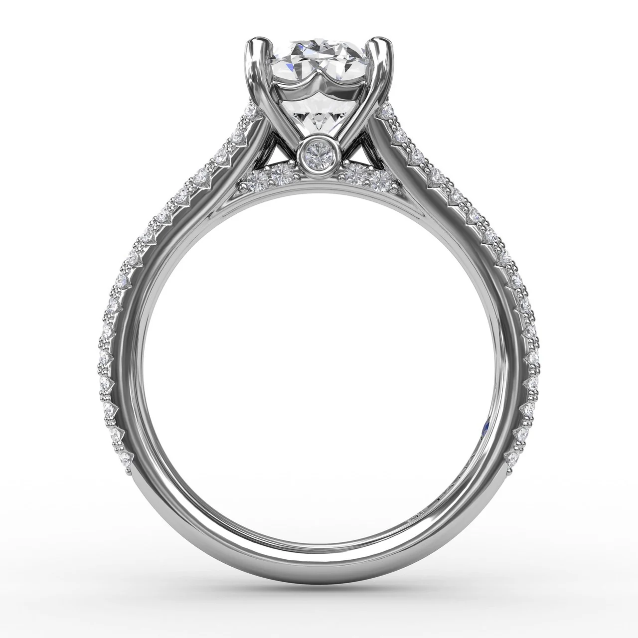 FANA Oval Diamond Solitaire Engagement Ring Setting With Triple-Row Tapered Diamond Band - Image 2