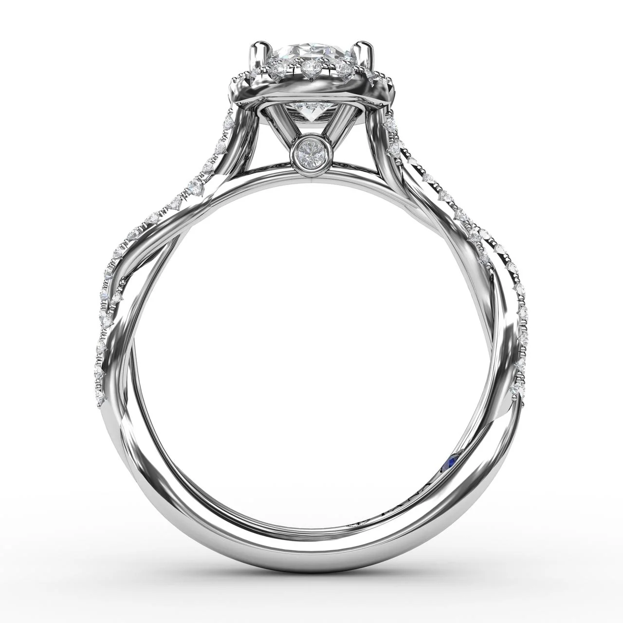 FANA Oval Halo with Diamond Twist Shank Ring Setting - Image 2