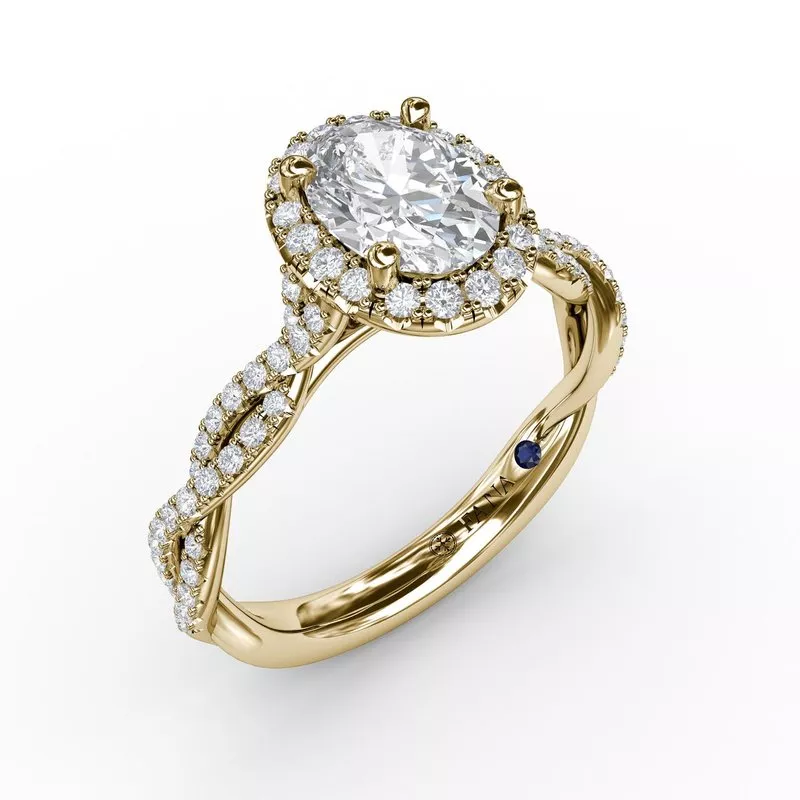 FANA Oval Halo with Diamond Twist Shank Ring Setting - Image 4