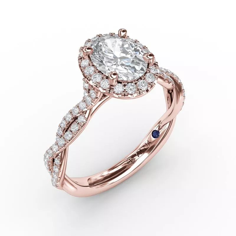 FANA Oval Halo with Diamond Twist Shank Ring Setting - Image 5