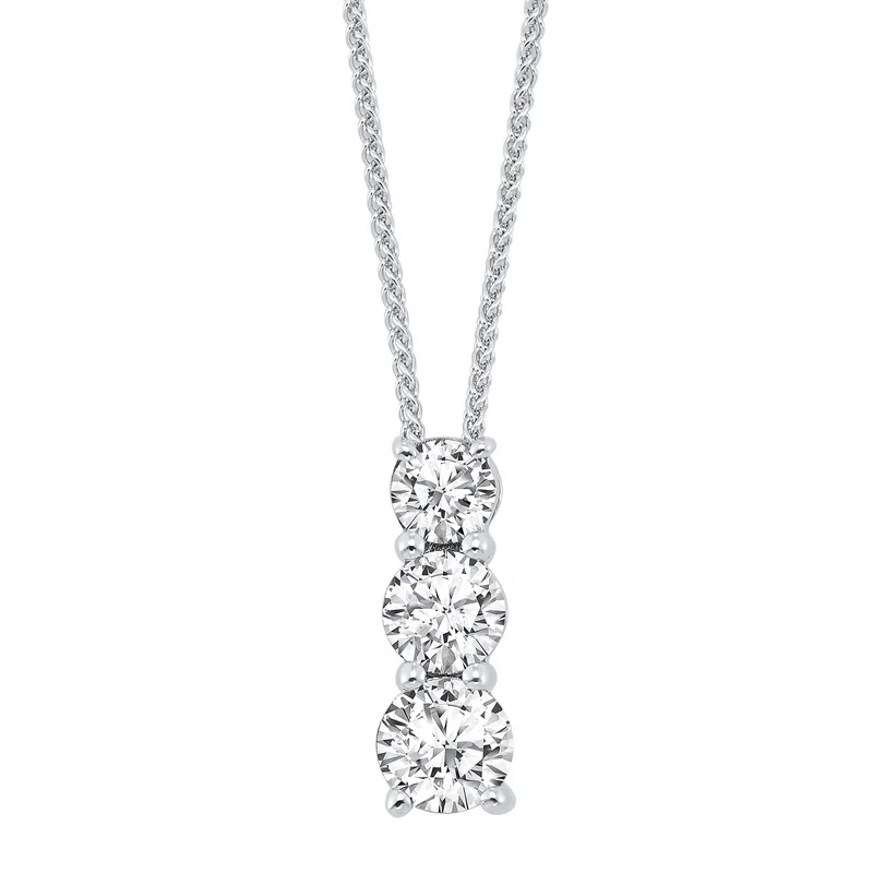 3 Stone Diamond Necklace 1/4 CTW