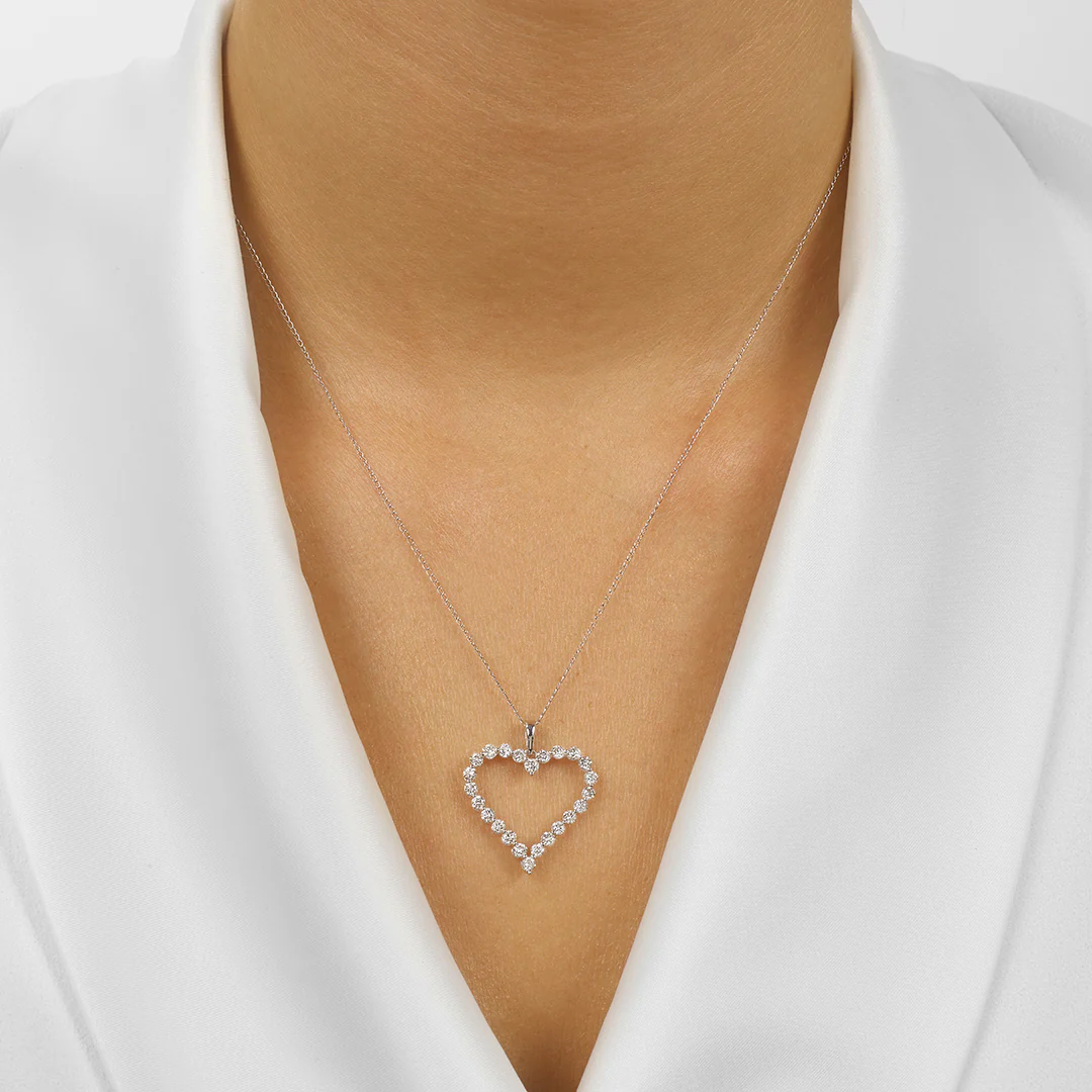 Diamond Open Heart Necklace 1/4, 1/2, or 1 CTW - Image 4