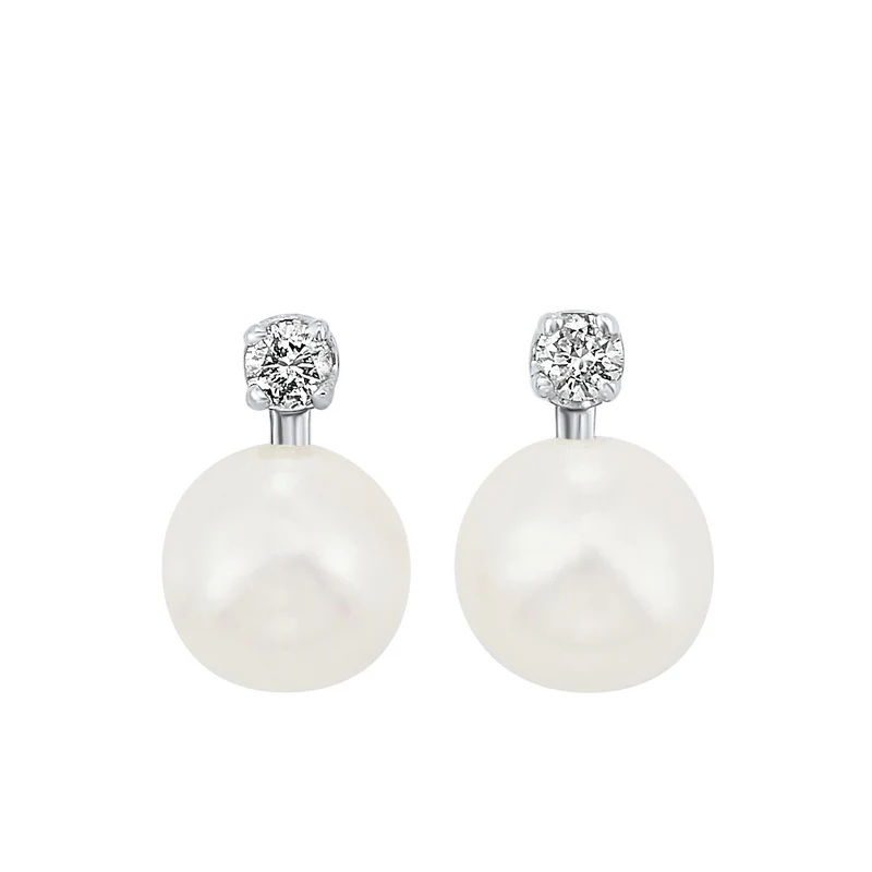 14K White Gold Cultured Pearl Earrings