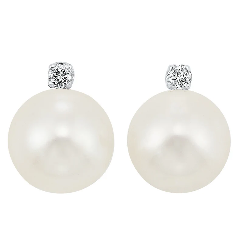 14K White Gold Cultured Pearl Earrings