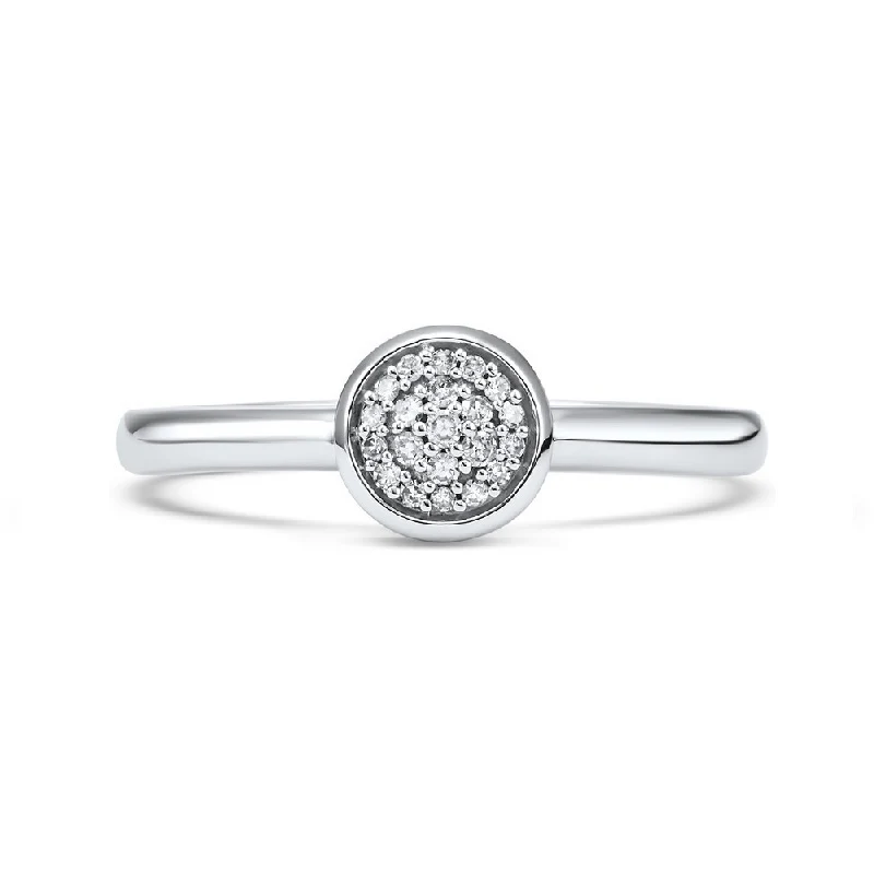 14K White Gold Mix Prong Diamond Band 1/12CT