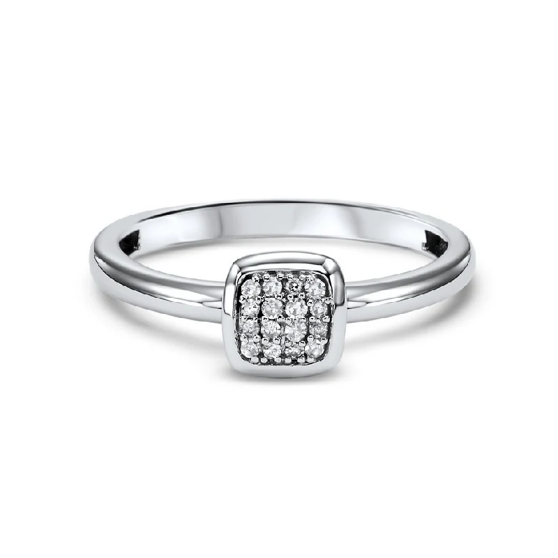 14K White Gold Mix Prong Diamond Band 1/12CT