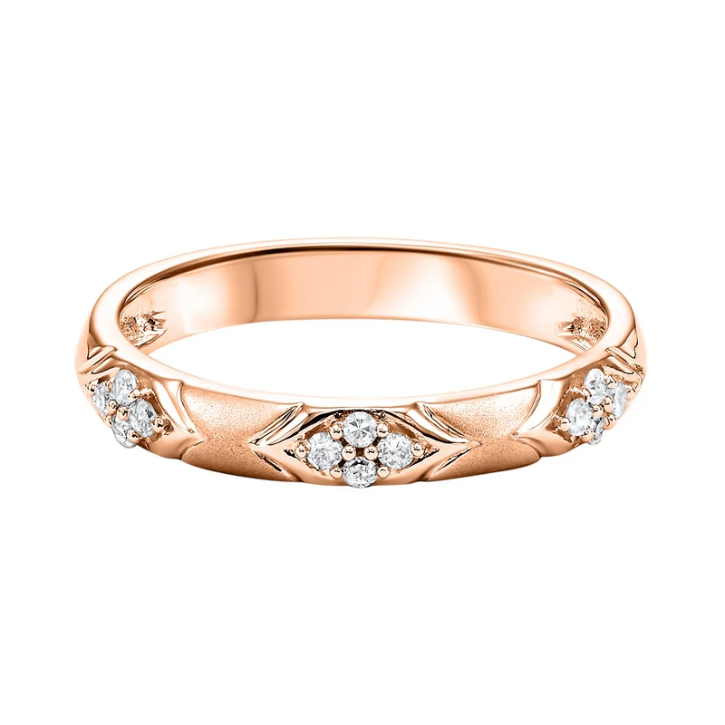10K Rose Gold Mix Prong Diamond Band 1/8CT
