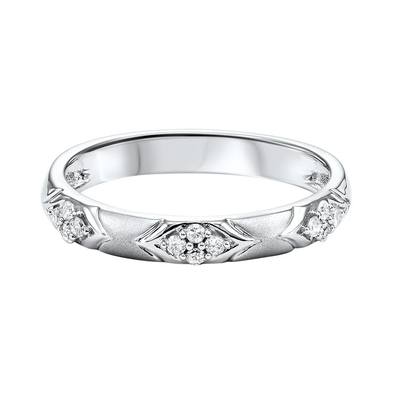 10K White Gold Mix Prong Diamond Band 1/8CT