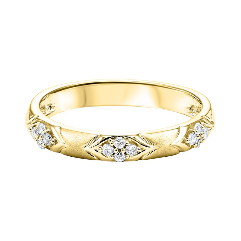 10K Yellow Gold Mix Prong Diamond Band 1/8CT