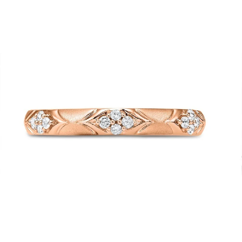 14K Rose Gold Mix Prong Diamond Band 1/8CT