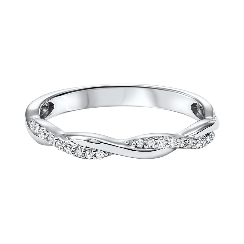 10K White Gold Mix Prong Diamond Band 1/10CT