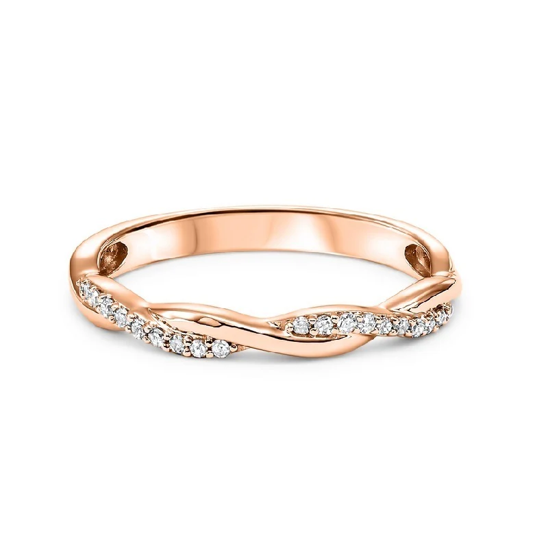 14K Rose Gold Mix Prong Diamond Band 1/10CT