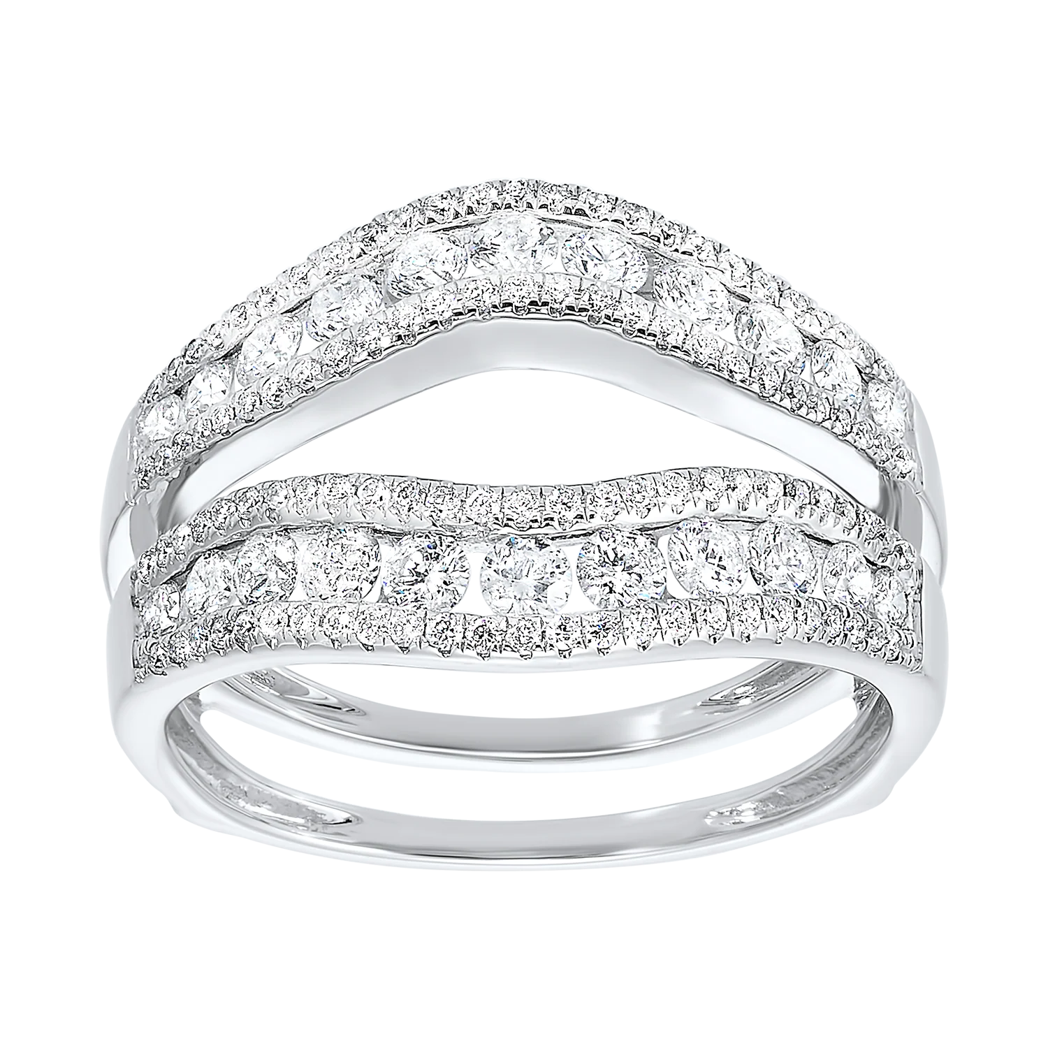 14K White Gold Shared Prong Diamond Guard 1CTW
