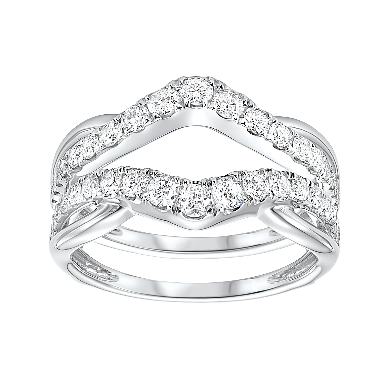14K White Gold Inserts Prong Diamond Ring 1/2CT