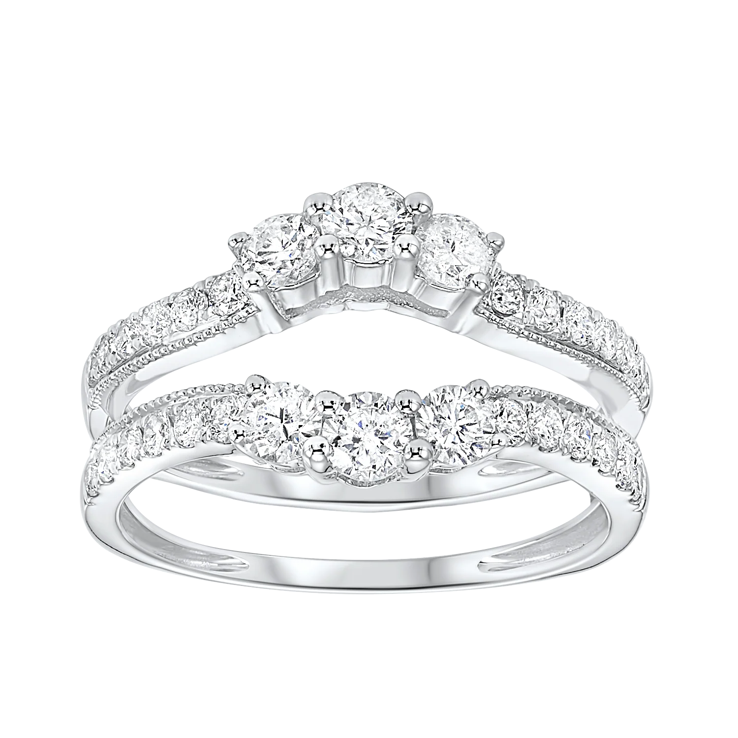 14K White Gold Inserts Prong Diamond Ring 1/2CT
