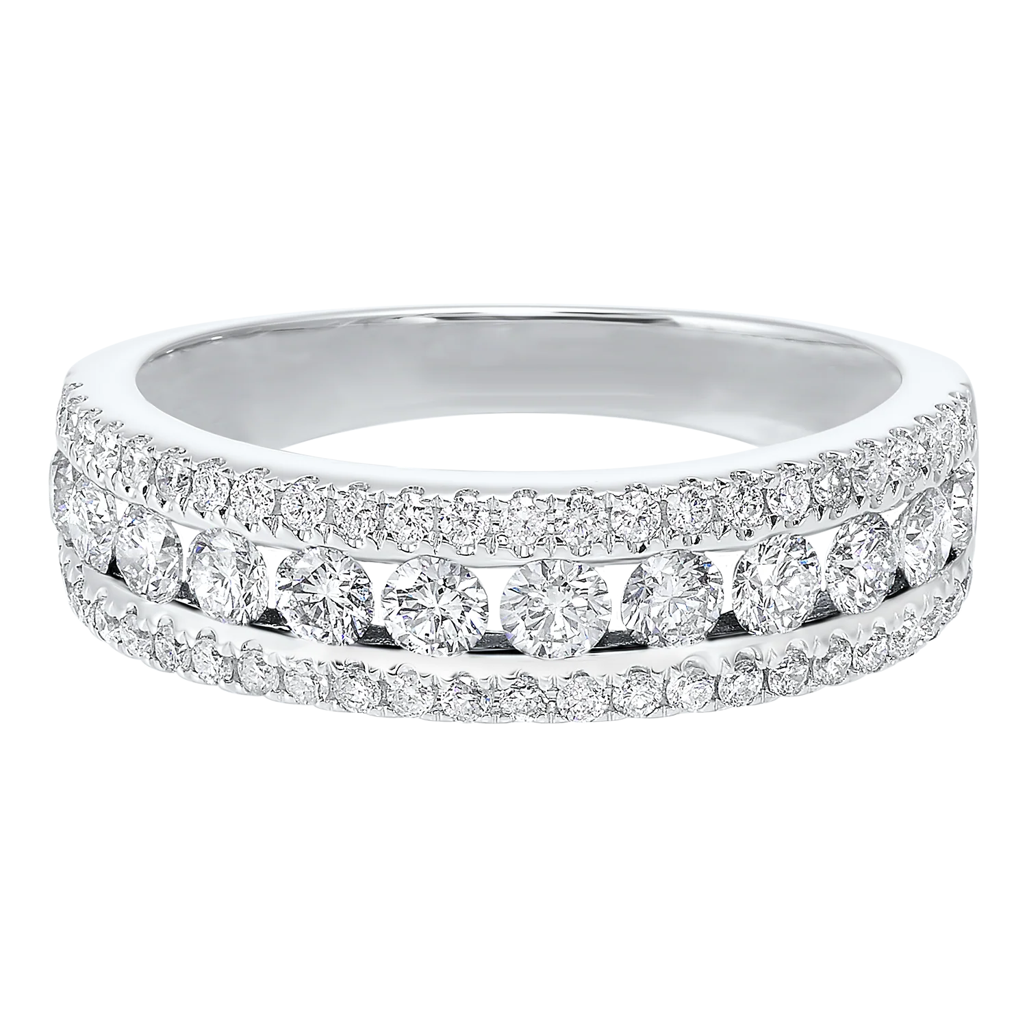 3 Row Multi Channel Diamond Band 1 CTW