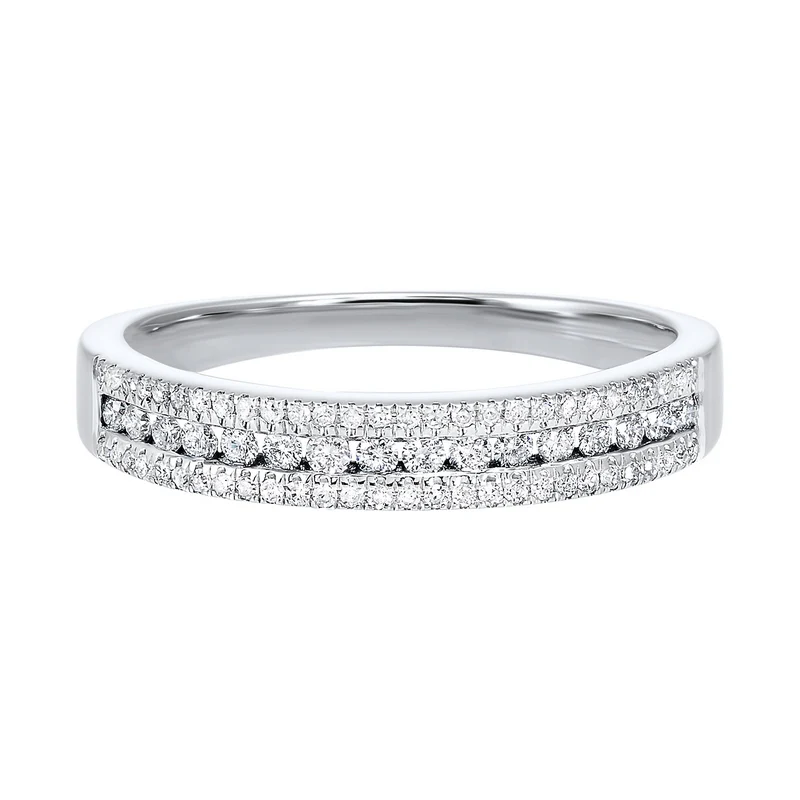14K White Gold 3 Row Multi Channel Diamond Band 1/4 CTW