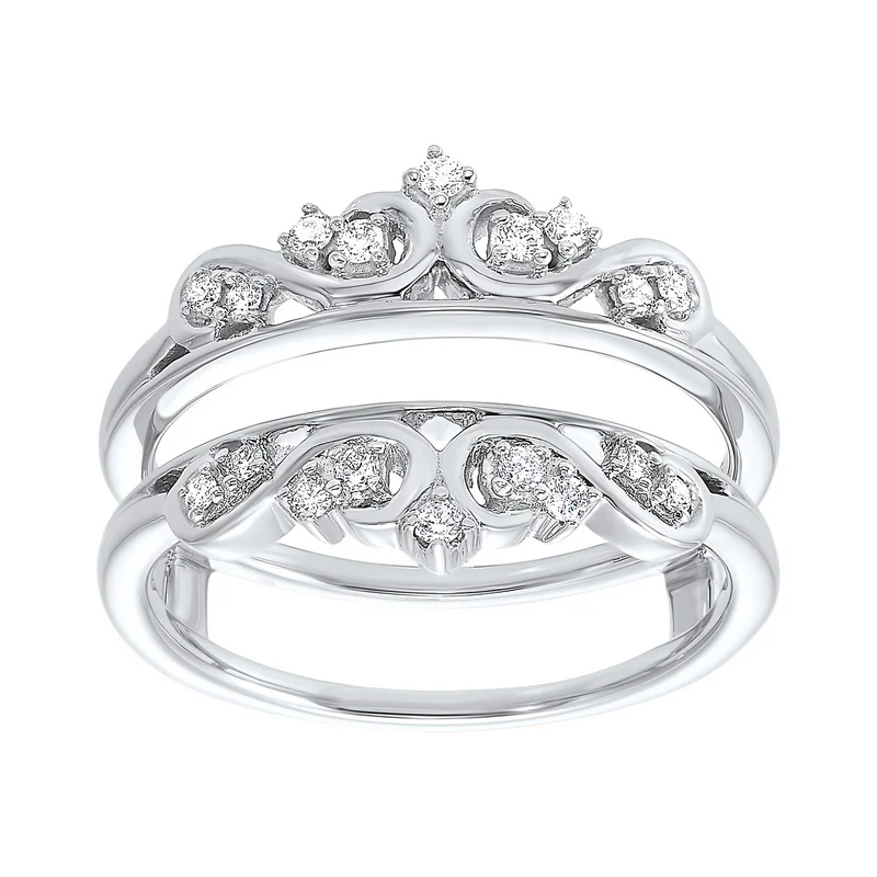 14K White Gold Inserts Prong Diamond Ring 1/5CT