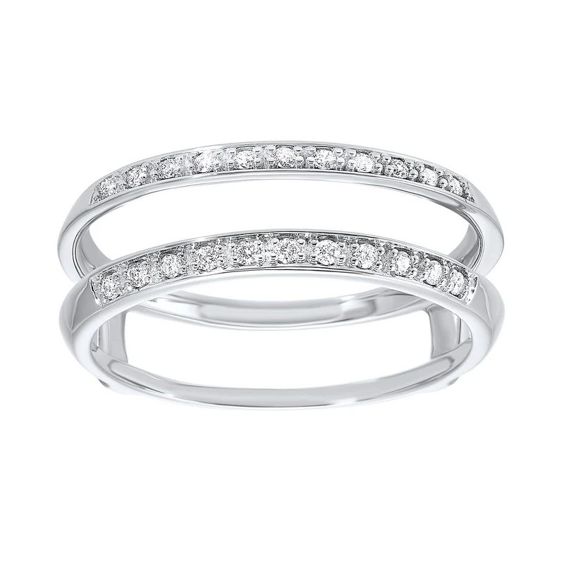 14K White Gold Inserts Prong Diamond Ring 1/10CT