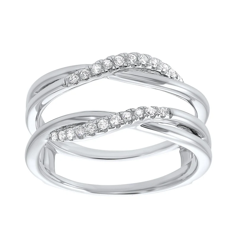 14K White Gold Inserts Prong Diamond Ring 1/6CT