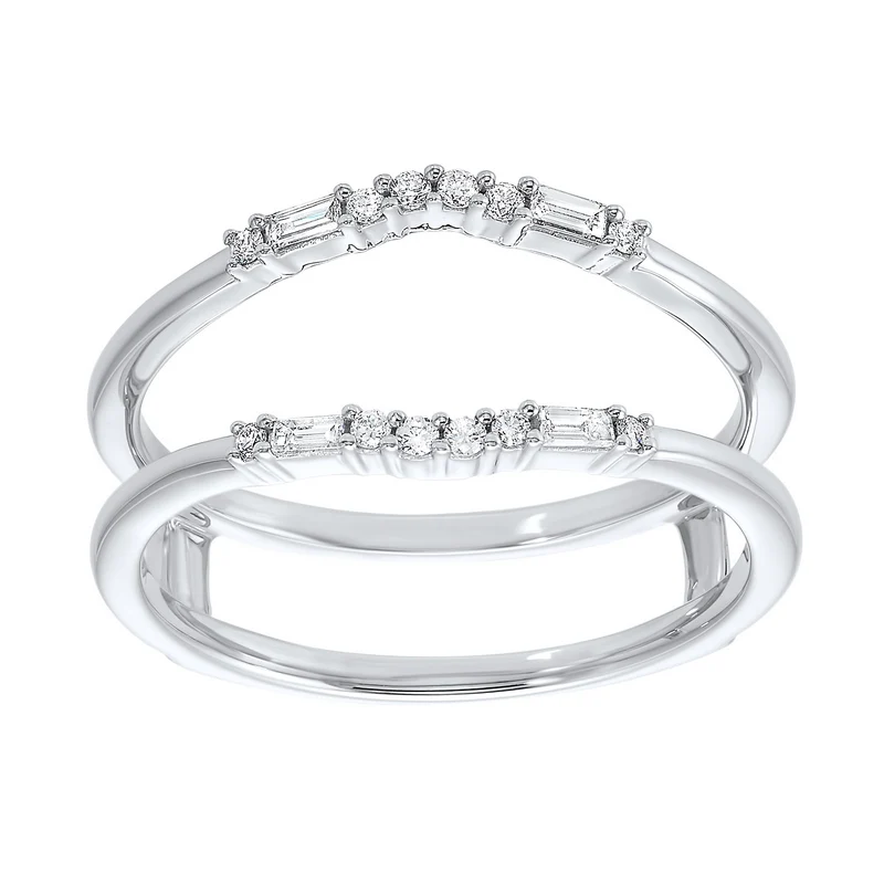 14K White Gold Inserts Prong Diamond Ring 1/6CT