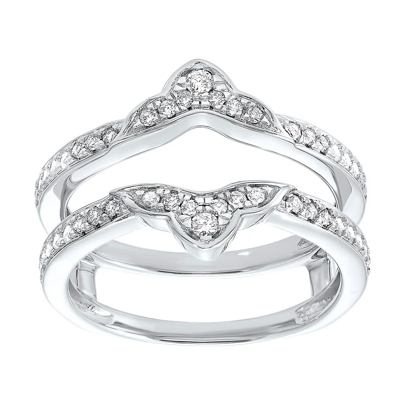 14K White Gold Inserts Prong Diamond Ring 1/5CT