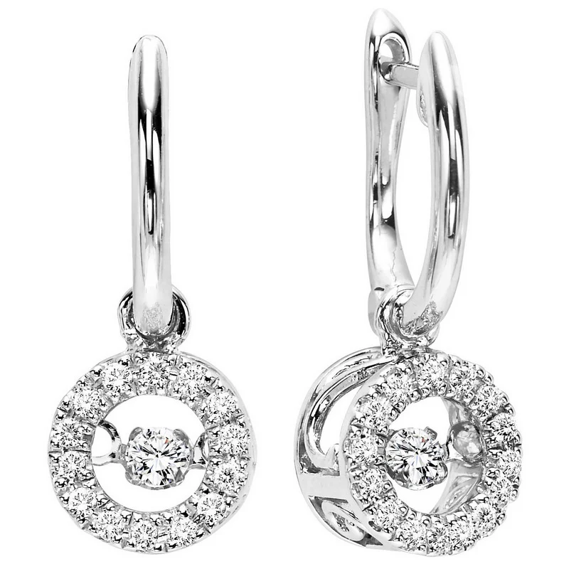 10K White Gold ROL Prong Diamond Earrings 1/5CT