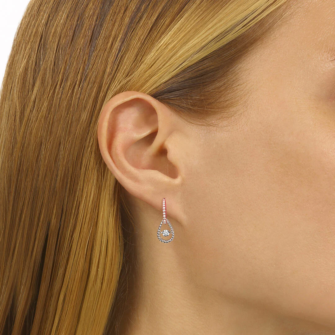 Rose and White Gold Dangle Earrings - Image 2