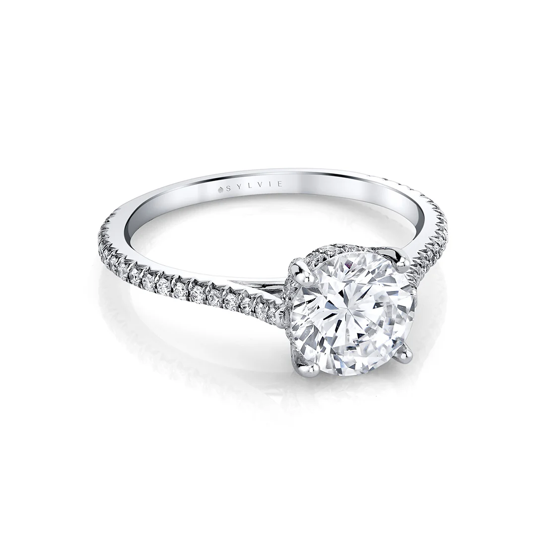 Round Cut Classic Hidden Halo Engagement Ring - Steffi