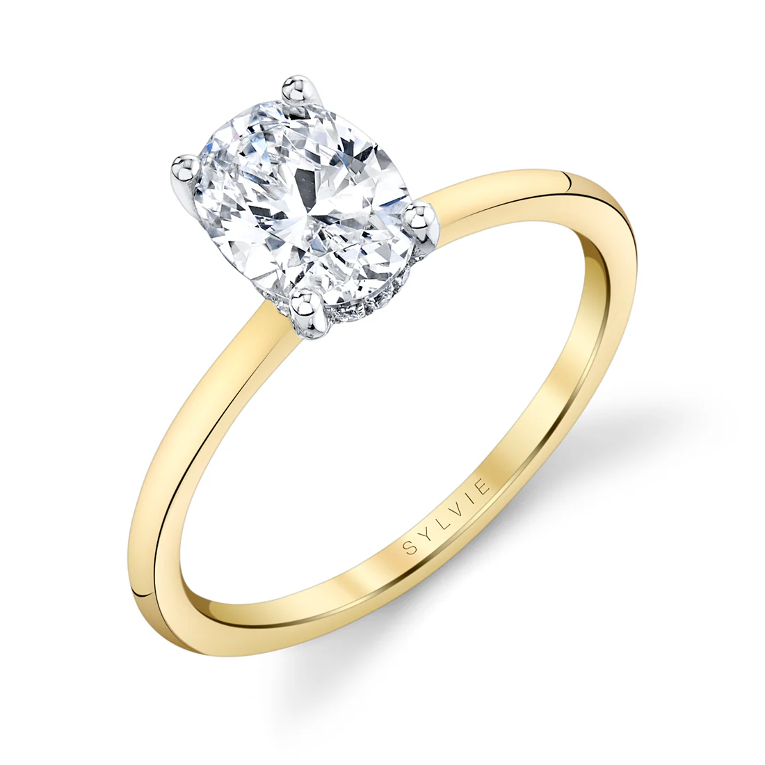 Round Cut Hidden Halo Engagement Ring - Melany