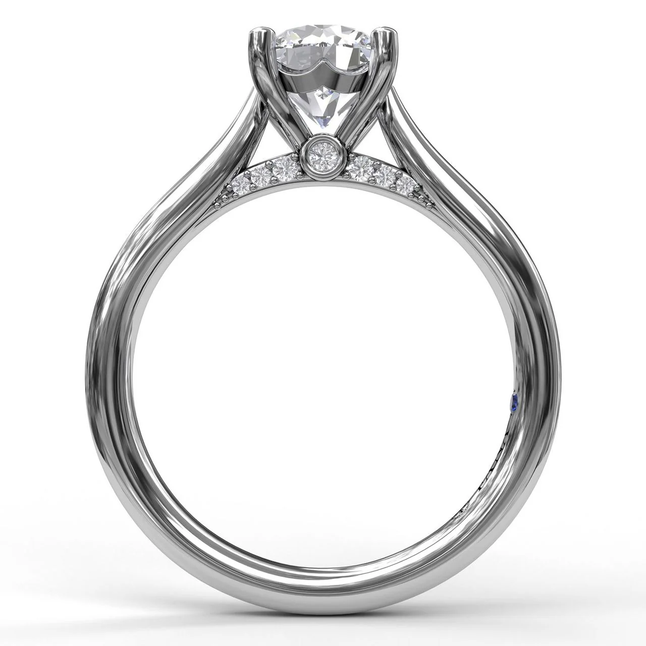 FANA Round Cut Solitaire Engagement Ring Setting With Decorated Bridge - Image 2